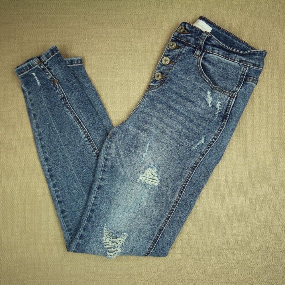 KanCan Ellington High Rise Skinny Ankle Jeans Junior's Size 7 / 27 Distressed